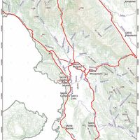 Fig. 12. Map with the reconstruction of the main Roman roads along the Drinos, Bistrica and Pavla Rivers coming from the Via Egnatia roads system(Giorgi, Bogdani 2012)
