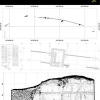 Fig. 2. General planimetry from Porta Vesuvio to Porta Sarno and perspective drawing near Tower VIII derived from the laser scanner