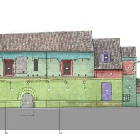 Fig. 14. Elevation of the building phases of the eastern façade of the church.