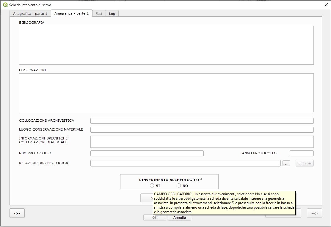 Figure 5 - Second part of the form template. Compilation instructions appear when the mouse is placed over
each field. Data cannot be saved until all mandatory fields are filled in.