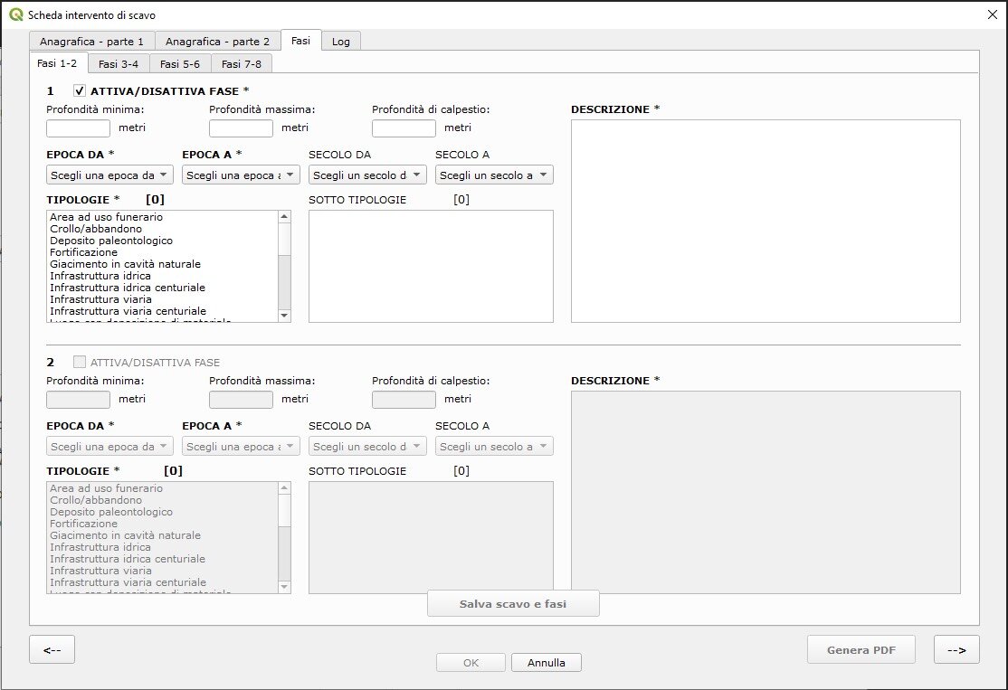 Figure 6 - Template for one or more chronological macro phases linked to archaeological findings. Coherency
(e.g., chronological relationships) of the inserted data is verified