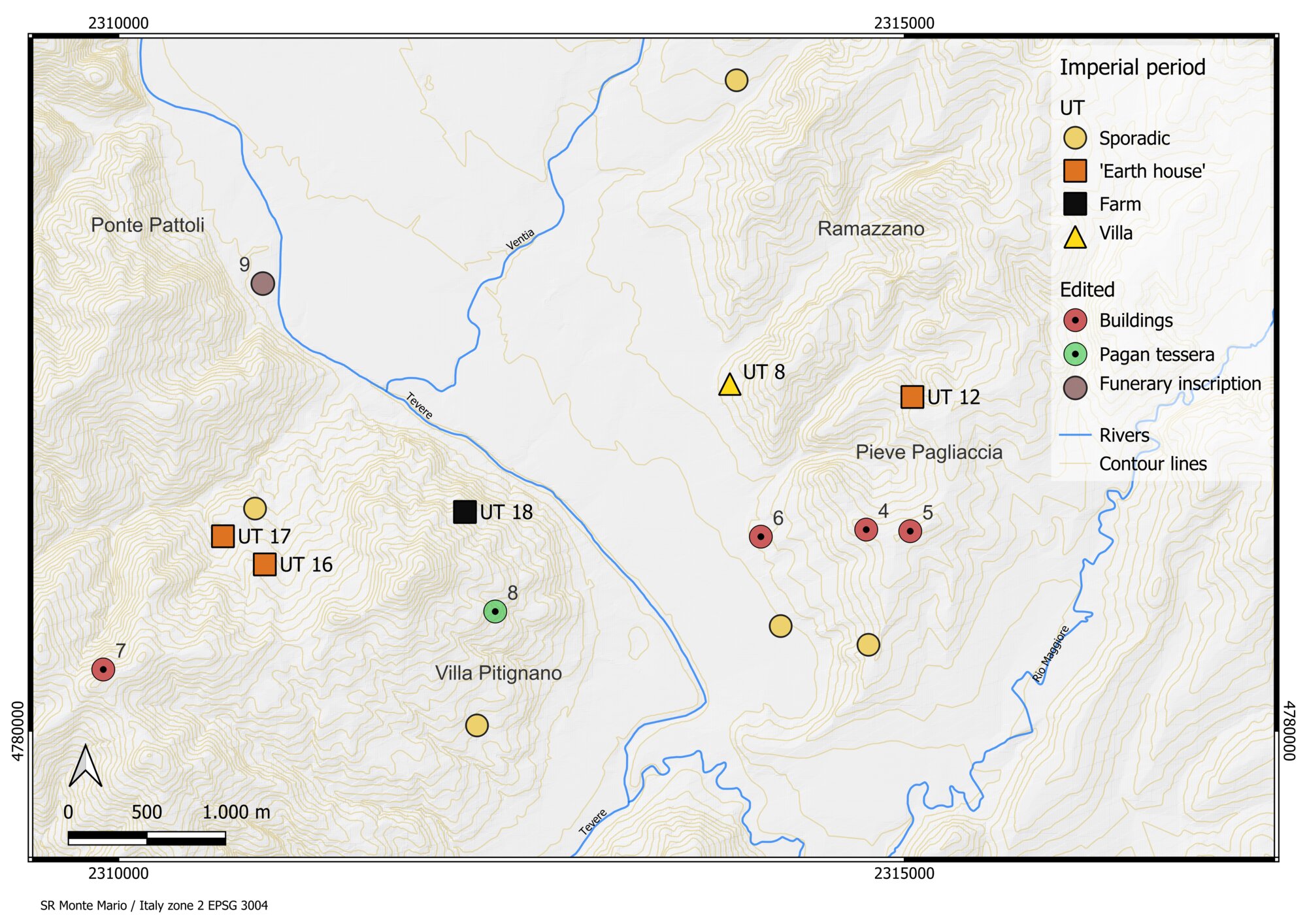 Figure 9 - Evidence in the south sector and the survey data mentioned in the text during Proto-Mid Imperial
(mid-1st century BC - early 3rd century AD).