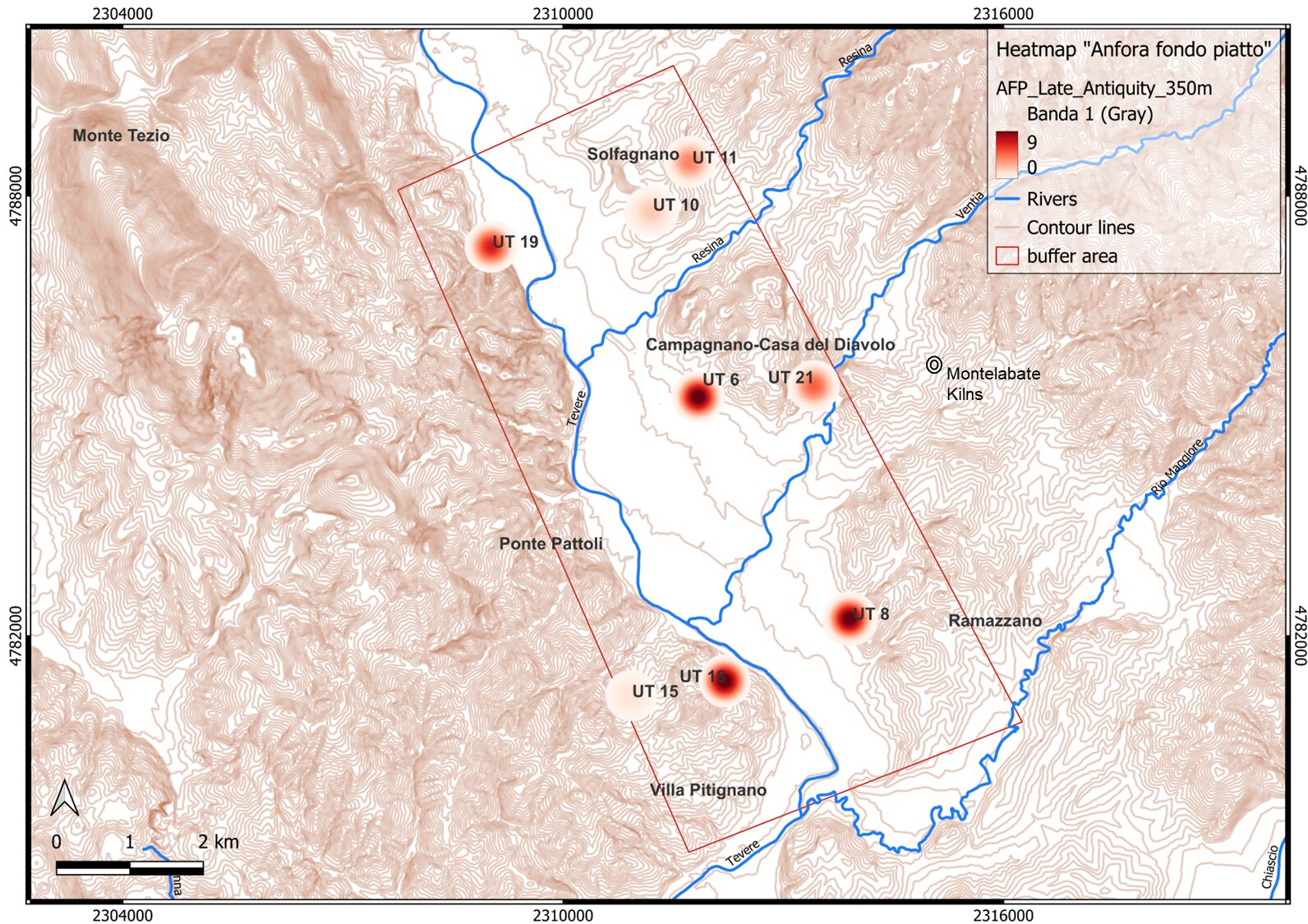 Figure 13 - Heatmap of “fondopiatto” amphorae from Late Antique period.