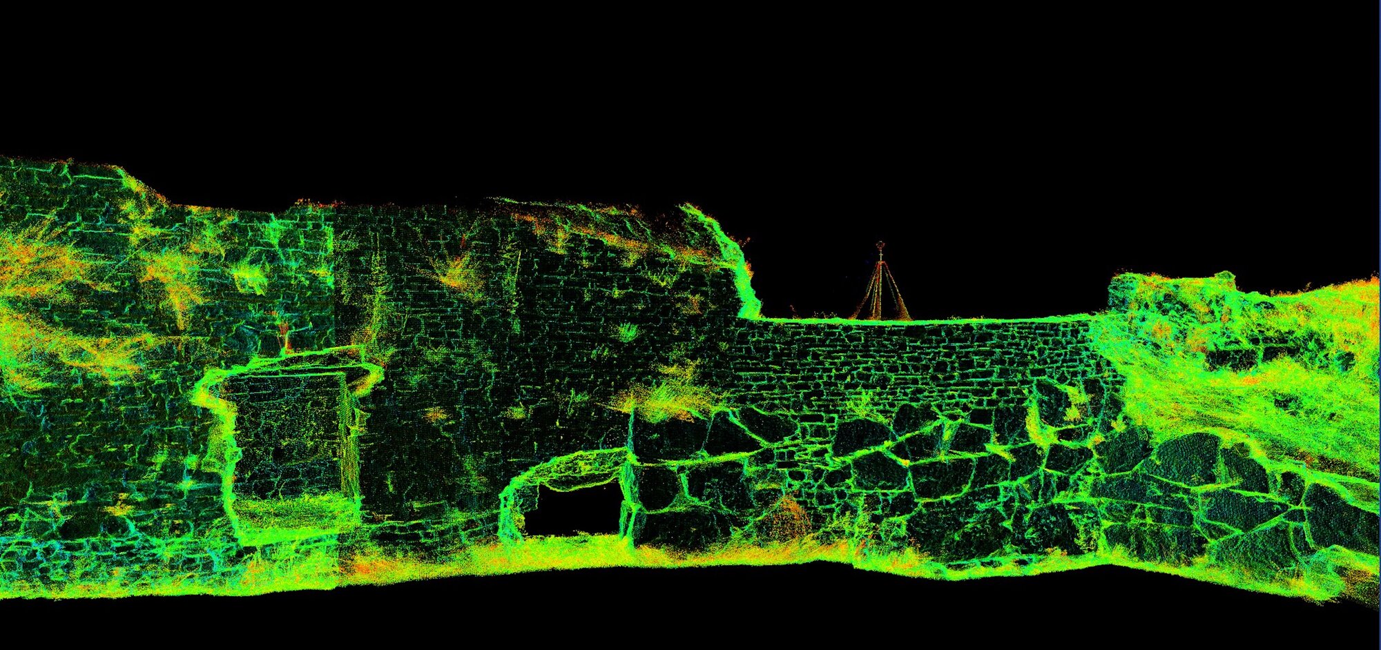 Figure 6 - Laser scanning point cloud of the Archaic and medieval wall circuit on the Acropolis of Butrint (postprocessing
by Veronica Castignani).